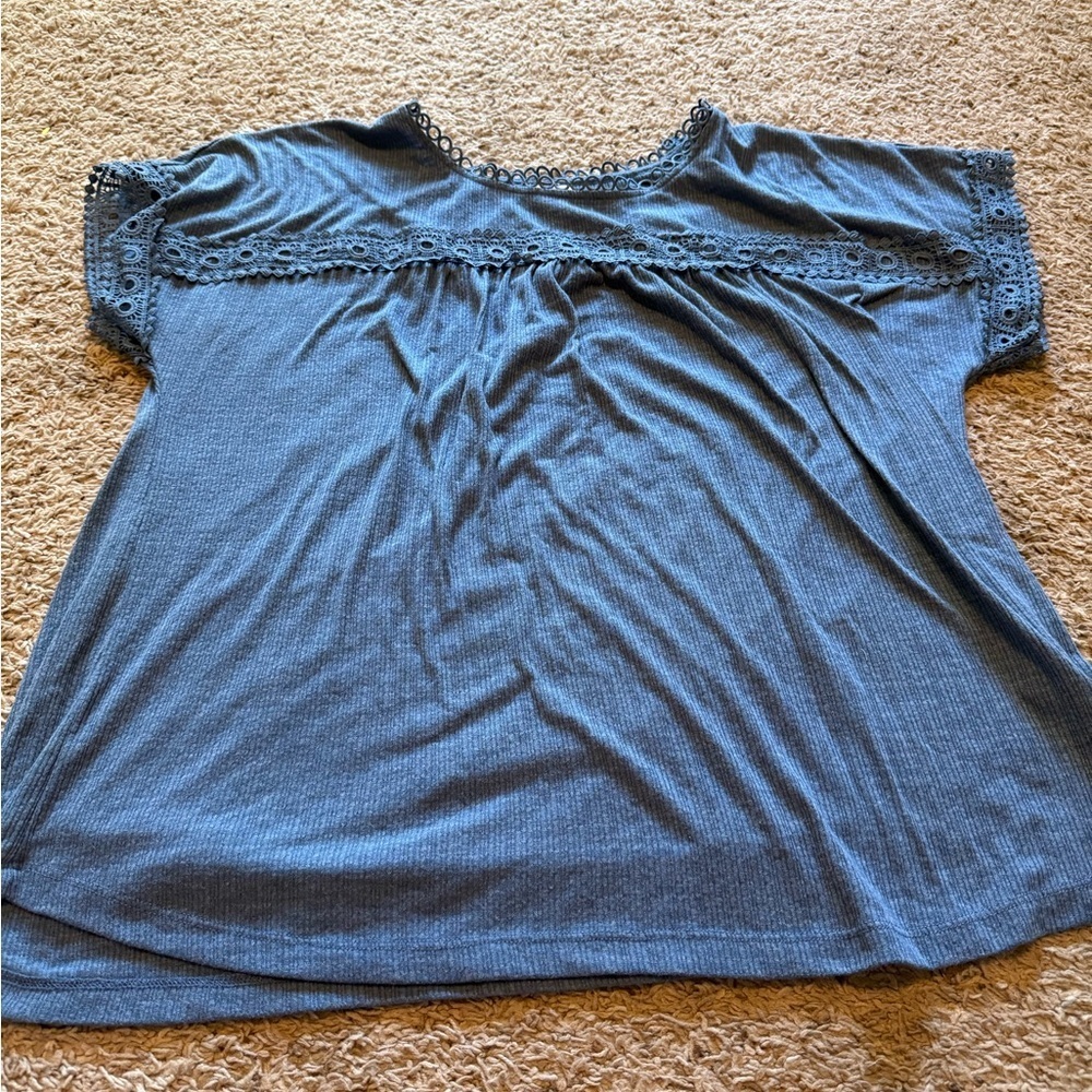 Chic Blue Lace Women's Blouse